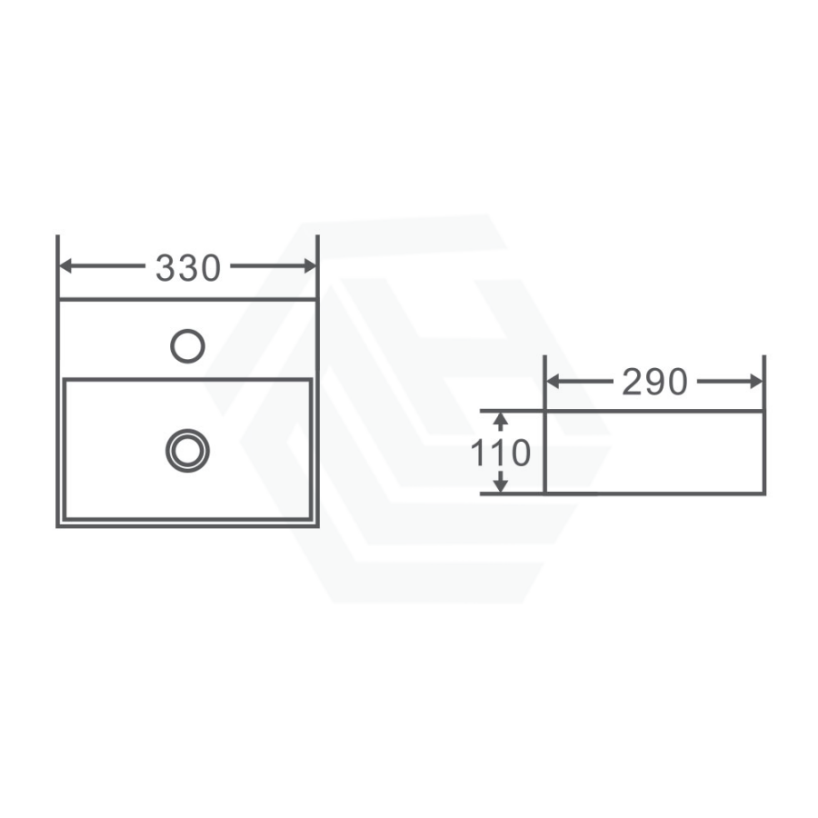 390X365X130Mm Mini Rectangle Gloss White Wall Hung Ceramic Basin Basins