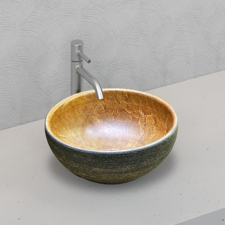 Above Counter Porcelain Basin Round Pumkin Green