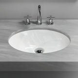 340X340X190Mm Gloss White Round Undermount Ceramic Basin With Overflow For Bathroom And Vanity