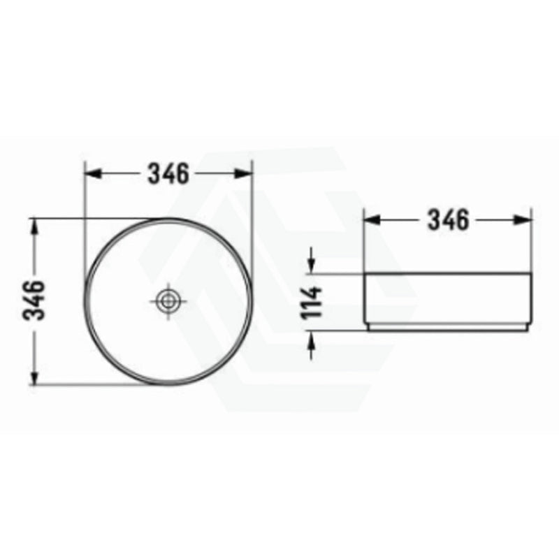 346X346X114Mm Round Matt Black & Green Above Counter Ceramic Basin Other Colour Basins