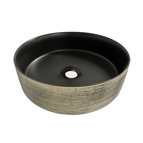 Round Above Counter Ceramic Basin Matt Black Green