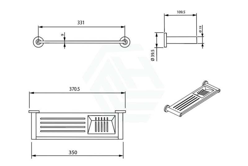 350Mm Metlam Lachlan Combined Shelf & Soap Dish Bright Chrome Back To Wall Bathroom Shelves