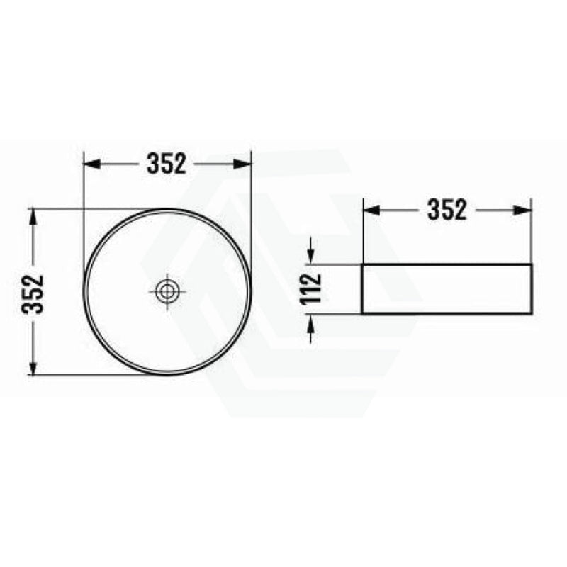 352X352X112Mm Round Gloss White & Silver Above Counter Ceramic Basin Basins