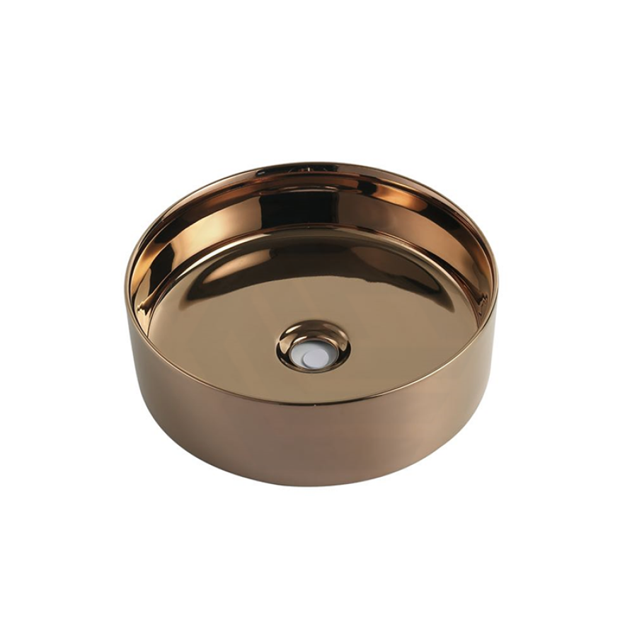 355x355x115mm Above Counter Basin Rose Gold Bathroom Round Ceramic Basin