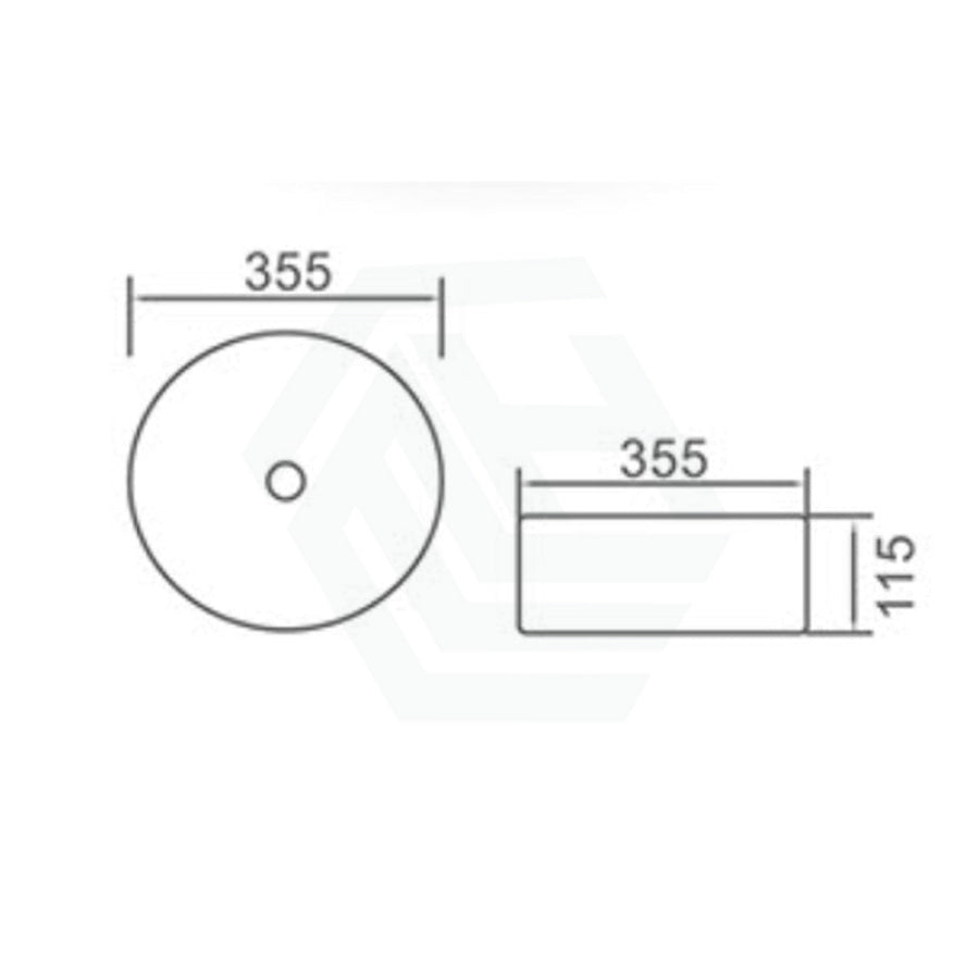 355X355X115Mm Round Gloss White Above Counter Ceramic Basin Top Basins