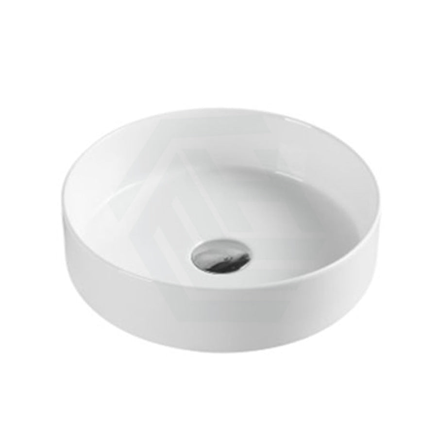 355X355X120Mm Round Gloss White Ceramic Above Counter Wash Basin Ultra Slim