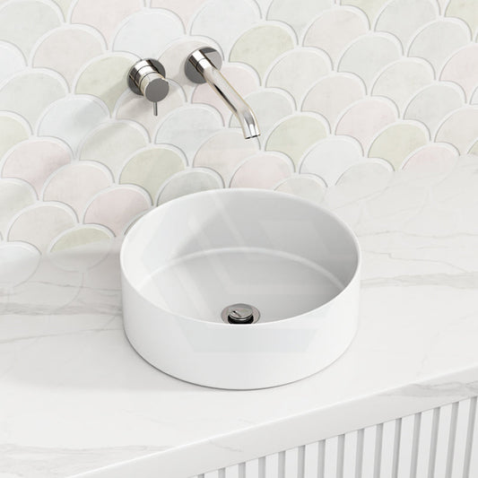 355X355X120Mm Round Matt White Ceramic Above Counter Basin Basins