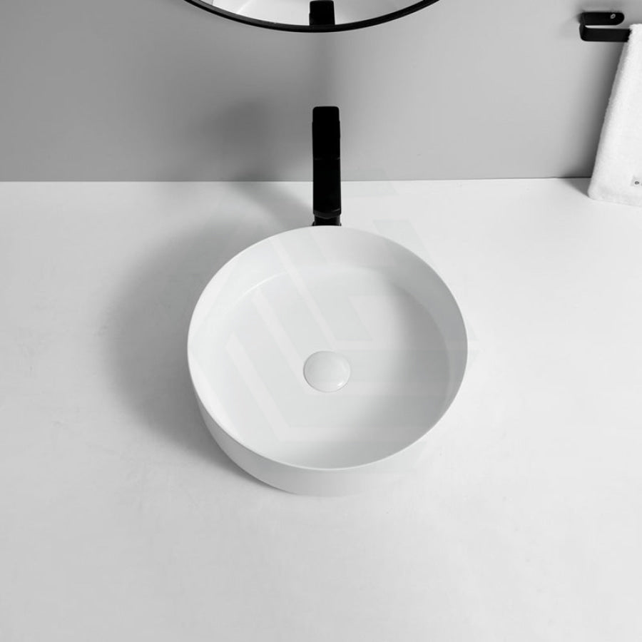 355X355X120Mm Round Matt White Ceramic Above Counter Basin