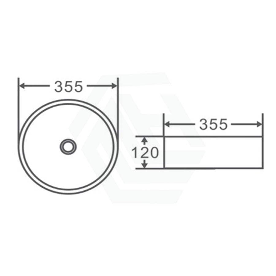 355X355X120Mm Round Matt White Ceramic Above Counter Basin