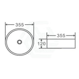 355X355X120Mm Round Matt White Ceramic Above Counter Basin