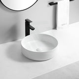 355X355X120Mm Round Matt White Ceramic Above Counter Basin