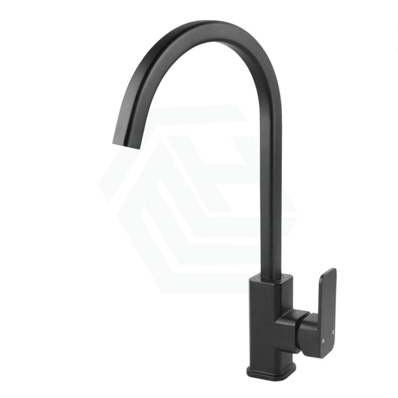 Gooseneck Black Brass Kitchen Sink Mixer Tap