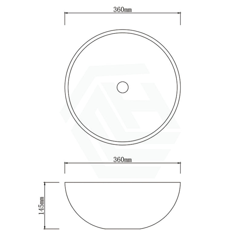 360Mm Round Matte Grey Above Counter Concrete Basin Waste Included Basins