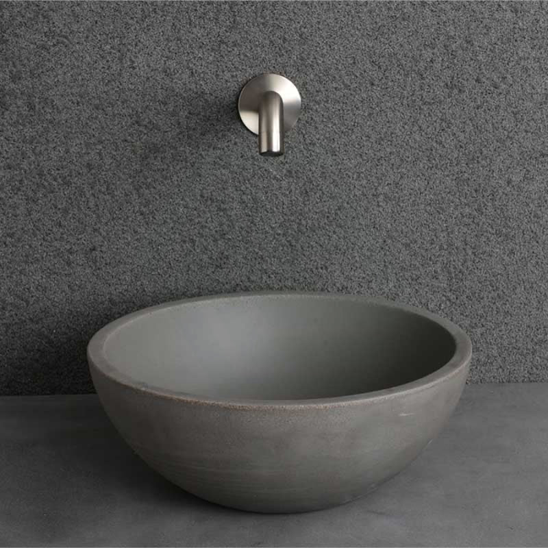 360Mm Round Matte Grey Above Counter Concrete Basin Waste Included Basins