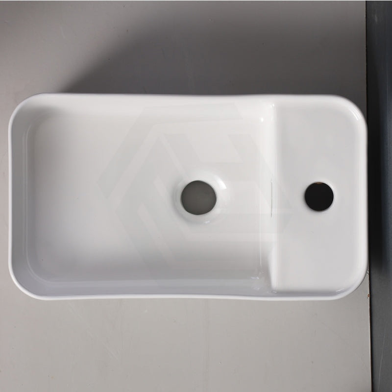 360X195X120Mm Fluted Rectangle Gloss White Above Counter Basin Ceramic With Tap Hole Basins