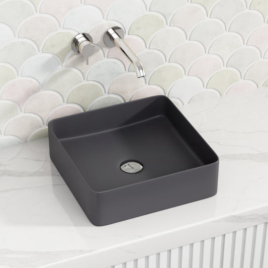 360X360X110Mm Square Nero Grey Above Counter Top Ceramic Basin Wash Basins