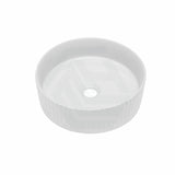 360X360X115Mm Round Bellevue Fluted Above Counter Ceramic Basin Gloss White Basins