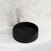 360X360X115Mm Round Bellevue Fluted Above Counter Ceramic Basin Matt Black Basins