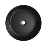 360X360X115Mm Round Bellevue Fluted Above Counter Ceramic Basin Matt Black Basins