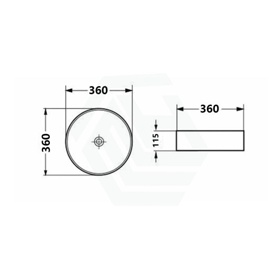 360X360X115Mm Round Bellevue Fluted Above Counter Ceramic Basin Gloss White Basins