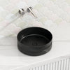 360X360X120Mm Above Counter Basin Matt Black Diagonal Pattern Bathroom Round Ceramic Wash Basins