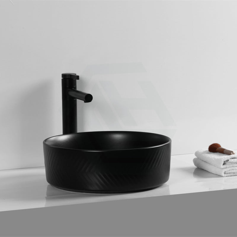 Above Counter Basin Round Ceramic Diagonal Matt Black