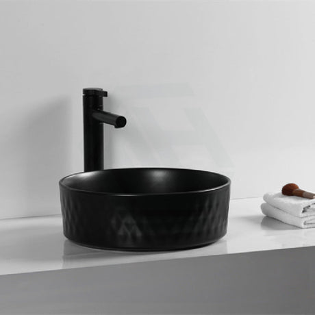 Round Above Counter Basin Lattice Ceramic Matt Black