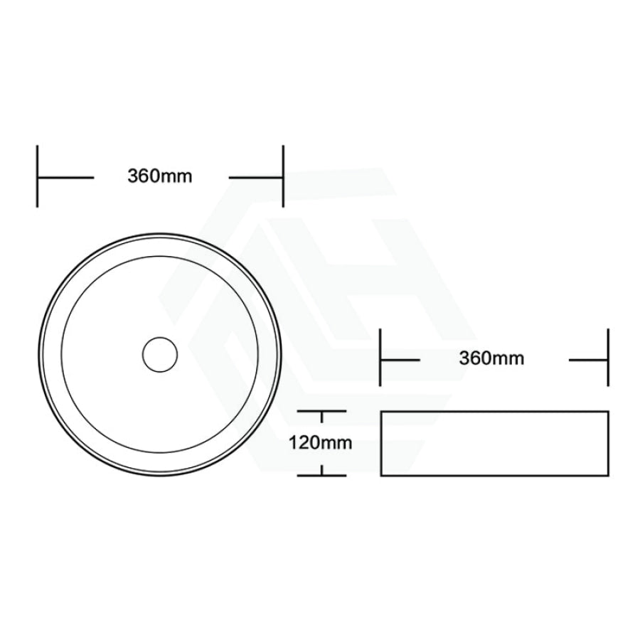 360X360X120Mm Ceramic Basin Above Counter Round Carrara Marble Matt Black Rectangle Basins