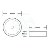 360X360X120Mm Ceramic Basin Above Counter Round Carrara Marble Matt Black Rectangle Basins