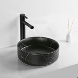 360X360X120Mm Ceramic Basin Above Counter Round Carrara Marble Matt Black Rectangle Basins