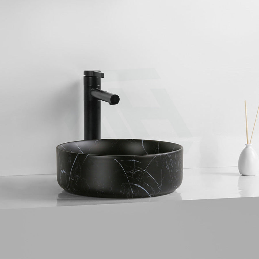 360X360X120Mm Ceramic Basin Above Counter Round Carrara Marble Matt Black Rectangle Basins