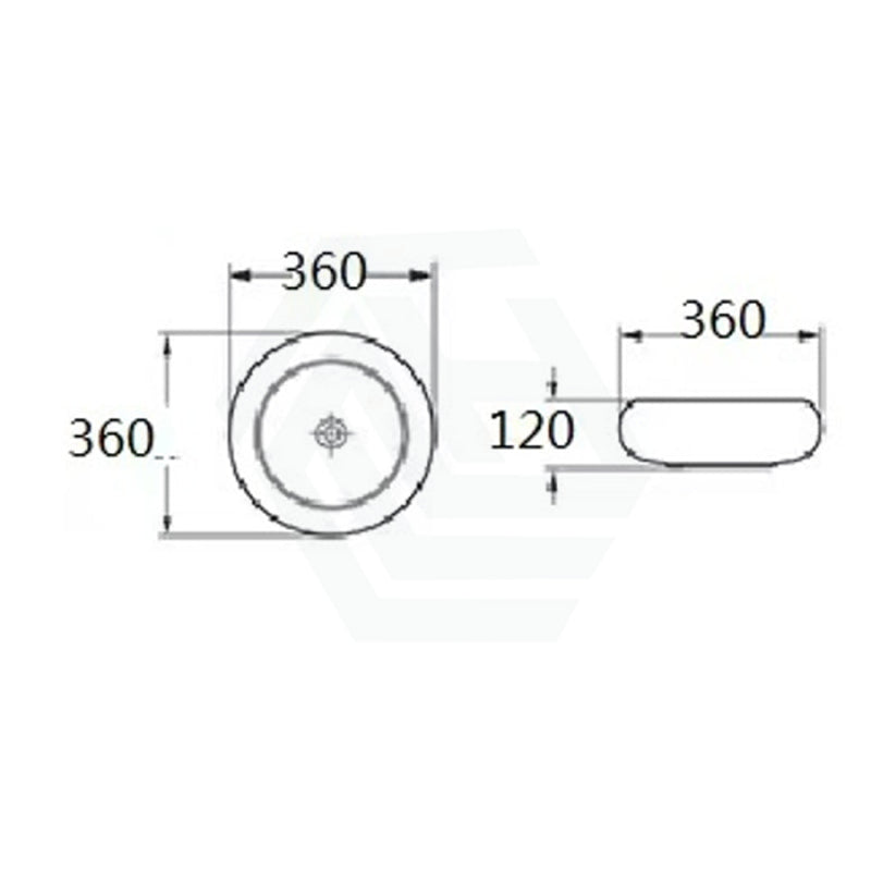 360X360X120Mm Round Above Counter Basin Matt White Ceramic Wash Basins