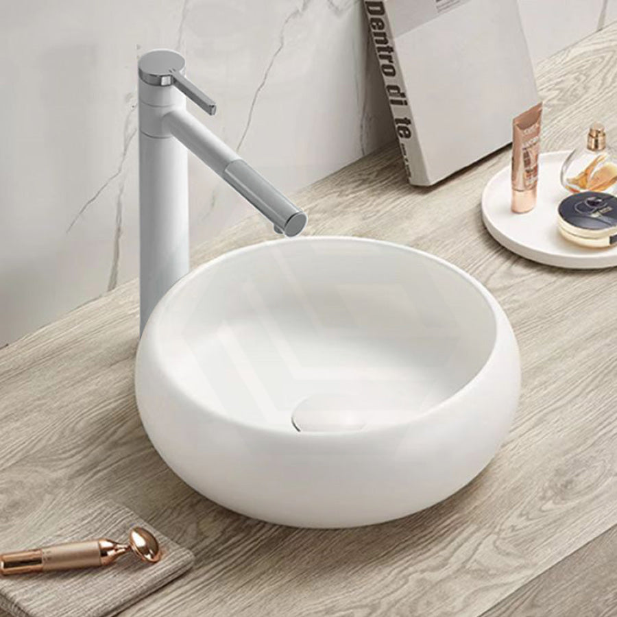 360X360X120Mm Round Above Counter Basin Matt White Ceramic Wash Basins