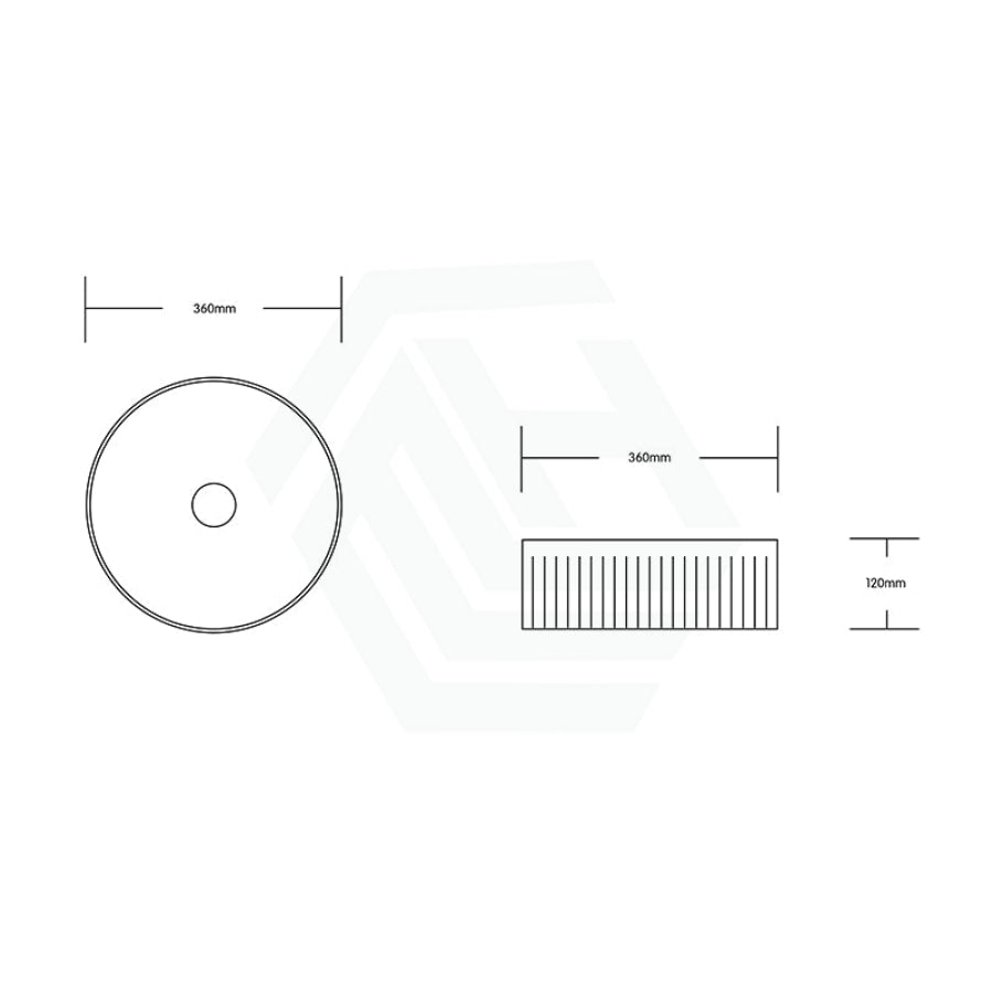 360x360x160mm Round Above Counter Ceramic Basin White