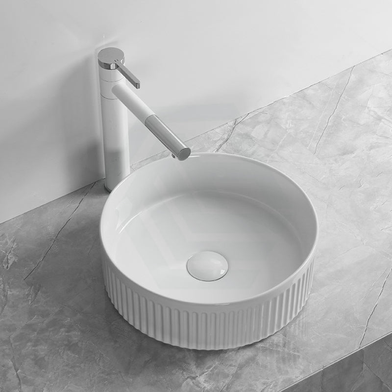 360x360x160mm Round Above Counter Ceramic Basin White