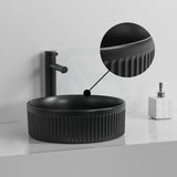 360X360X120Mm Round Above Counter Ceramic Basin Matt Black Basins