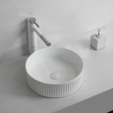 360x360x160mm Round Above Counter Ceramic Basin Matt White