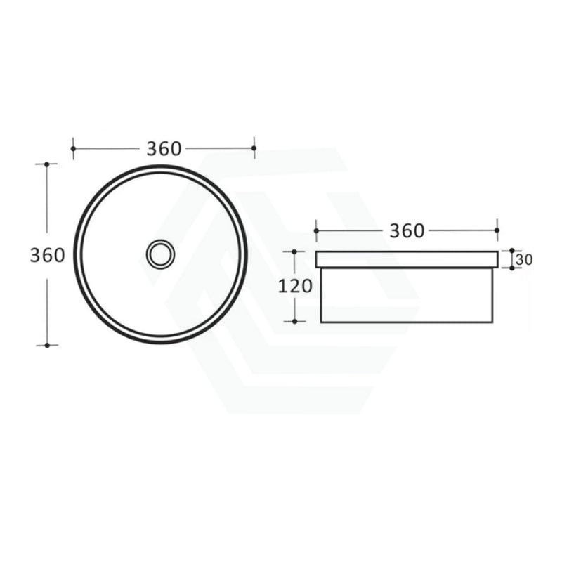 360X360X120Mm Round Ceramic Inset Basin Matt Black Basins