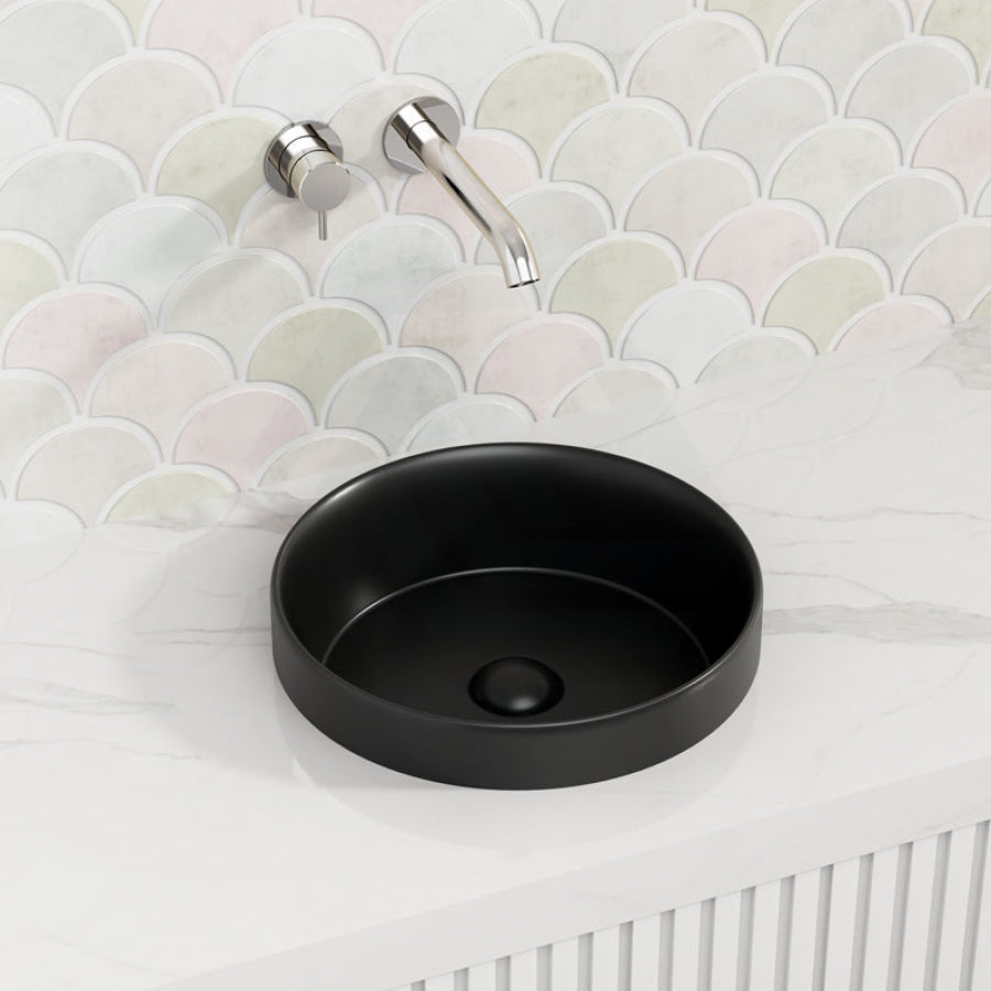 360X360X120Mm Round Ceramic Inset Basin Matt Black Basins