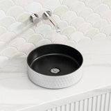 360X360X120Mm Round Matt Black & White Above Counter Ceramic Basin Other Colour Basins