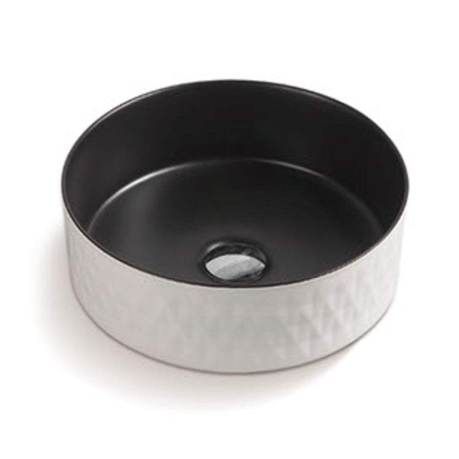 Round Above Counter Ceramic Basin Matt Black White