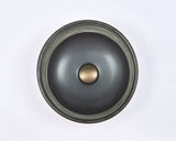 360X360X140Mm Round Porcelain Basin Matt Black With Stripe Pattern