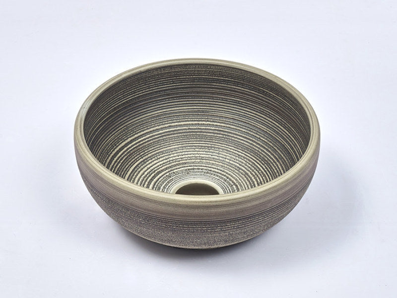 360X360X140Mm Round Porcelain Basin Stripe Pattern