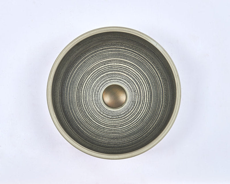 360X360X140Mm Round Porcelain Basin Stripe Pattern