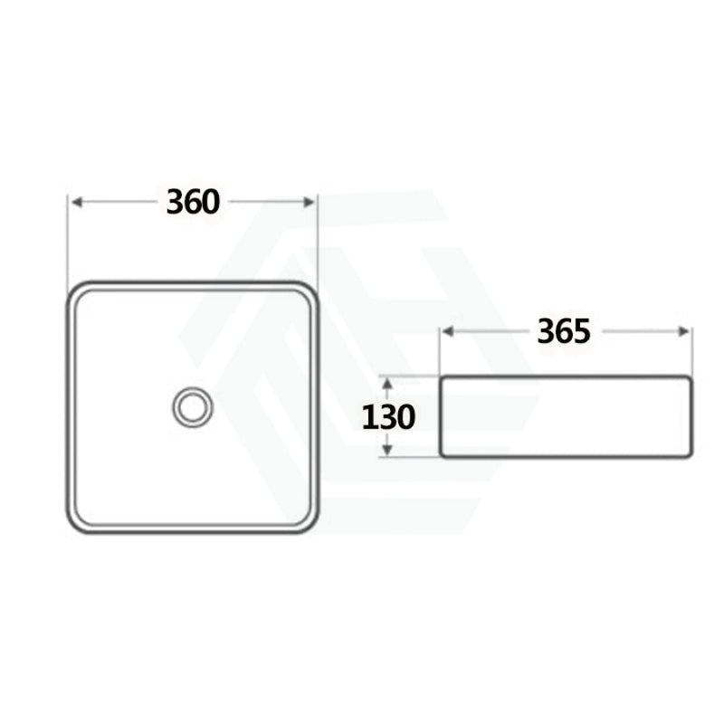 360X365X130Mm Square Matt White Carrara Above Counter Top Ceramic Basin