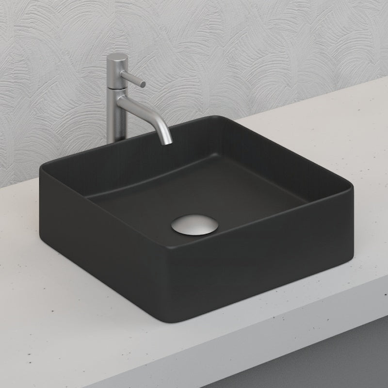 Square Above Counter Ceramic Basin Matt Black