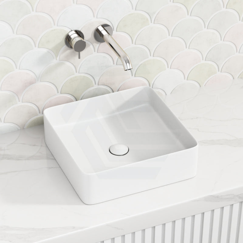 370X370X130Mm Square Matt White Above Counter Top Ceramic Basin Basins