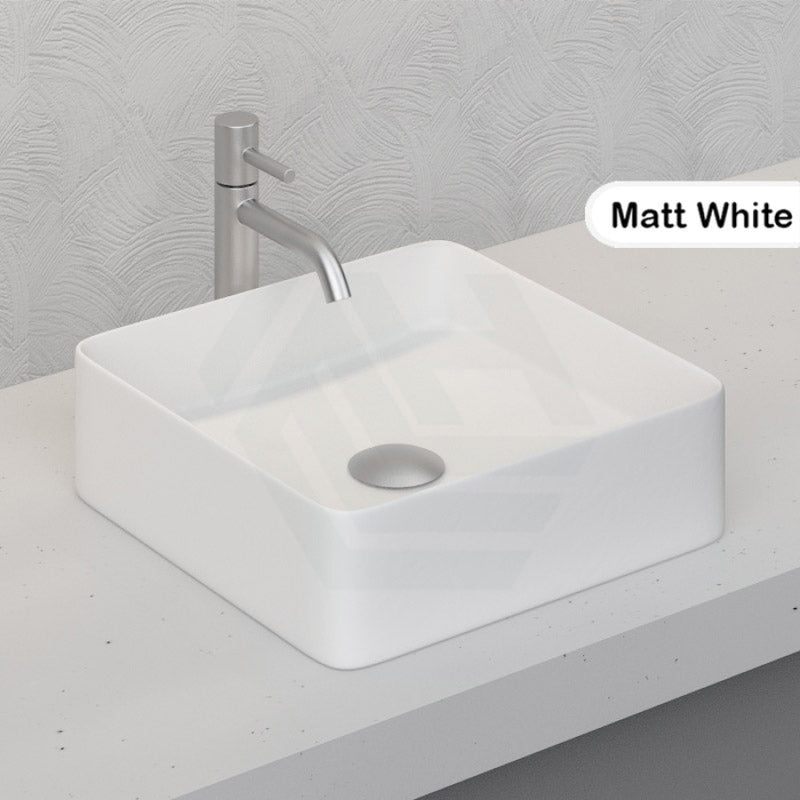 Square Above Counter Ceramic Basin Matt White