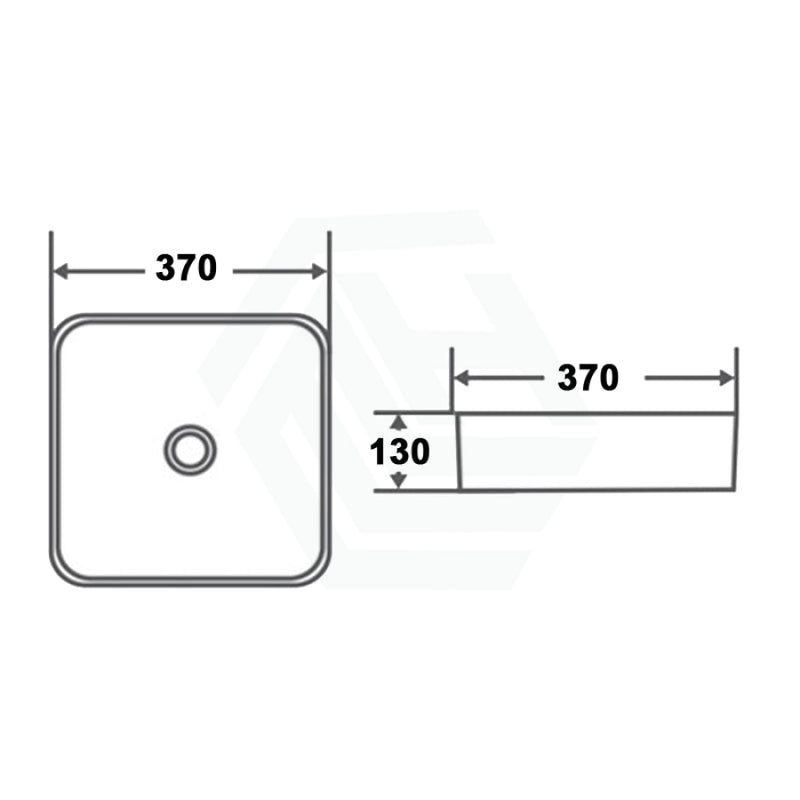 370X370X130Mm Square Matt White Above Counter Top Ceramic Basin Basins