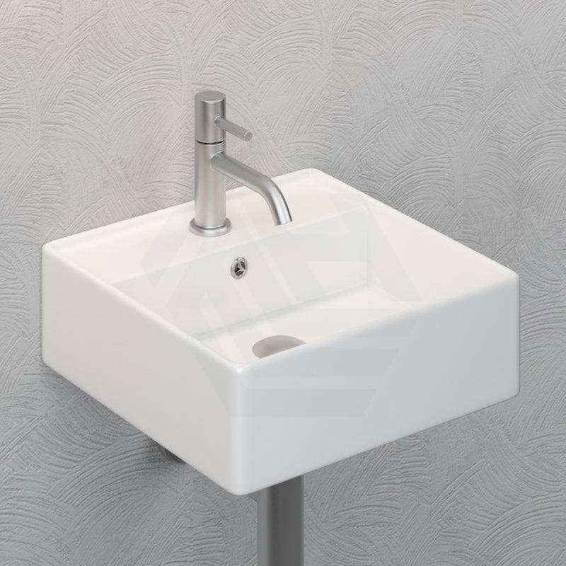 Above Counter Wall Hung Basin Square Ceramic Gloss White